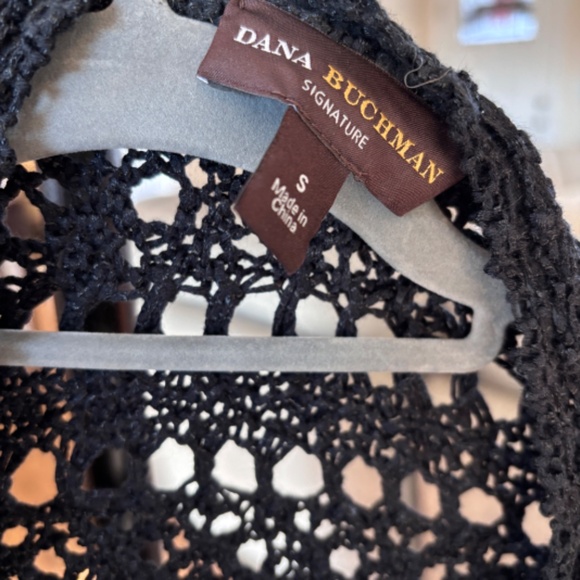 Dana Buchman Women's Sweater Shrug SZ Small Open Front Crochet Black - Picture 5 of 5
